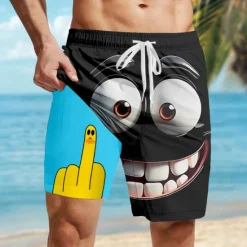 Online OUKU Men's 3D Cartoon Funny Duck Lined Shorts 2 in 1 Board Shorts Swim Shorts Mid Waist Hawaiian Holiday Side Pockets With Compression Liner Elastic Drawstring Waist Designer Clothing Apparel