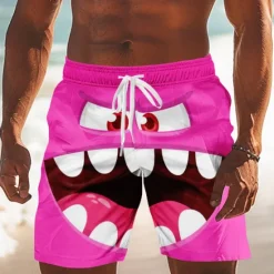 Outlet OUKU Men's 3D Cartoon Smile Face Big Eyes Swim Trunks Swim Shorts Board Shorts Mid Waist Funny Outdoor Vacation Dailywear Side Pockets Mesh Lining Elastic Drawstring Waist Designer Clothing Apparel