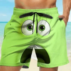 Best OUKU Men's 3D Cartoon Smile Face Swim Trunks Swim Shorts Board Shorts Mid Waist Funny Outdoor Vacation Dailywear Side Pockets Mesh Lining Elastic Drawstring Waist Designer Clothing Apparel