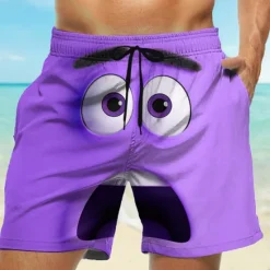 Best OUKU Men's 3D Cartoon Smile Face Swim Trunks Swim Shorts Board Shorts Mid Waist Funny Outdoor Vacation Dailywear Side Pockets Mesh Lining Elastic Drawstring Waist Designer Clothing Apparel