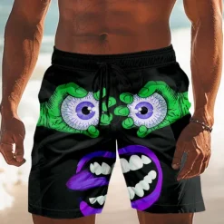 Outlet OUKU Men's 3D Cartoon Smile Face Big Eyes Swim Trunks Swim Shorts Board Shorts Mid Waist Funny Outdoor Vacation Dailywear Side Pockets Mesh Lining Elastic Drawstring Waist Designer Clothing Apparel