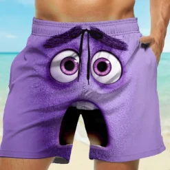 Online OUKU Men's 3D Cartoon Smile Face Swim Trunks Swim Shorts Board Shorts Mid Waist Funny Outdoor Vacation Dailywear Side Pockets Mesh Lining Elastic Drawstring Waist Designer Clothing Apparel