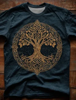 Hot OUKU Men's 3D Celtics Tree Of Life T Shirt Short Sleeve T shirt 3D Print Crew Neck Shirt Viking Designer Party Street Casual Blue Green Summer Spring Clothing Apparel S M L XL XXL XXXL