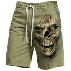 Online OUKU Men's 3D Print Cool Skulls Halloween Costumes Sweat Shorts Beach Shorts Terry Shorts Mid Waist Vintage Casual Daily Holiday Streetwear Elastic Waist 3D Print Drawstring Designer Clothing Apparel