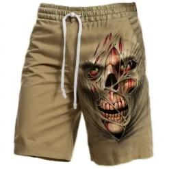 Online OUKU Men's 3D Print Cool Skulls Halloween Costumes Sweat Shorts Beach Shorts Terry Shorts Mid Waist Vintage Casual Daily Holiday Streetwear Elastic Waist 3D Print Drawstring Designer Clothing Apparel