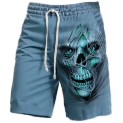 Online OUKU Men's 3D Print Cool Skulls Halloween Costumes Sweat Shorts Beach Shorts Terry Shorts Mid Waist Vintage Casual Daily Holiday Streetwear Elastic Waist 3D Print Drawstring Designer Clothing Apparel