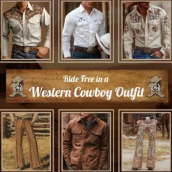 New OUKU Men's 3D Print Floral Print Flowers Western Shirt Button Up Shirt Cowboy Shirt Long Sleeve Vintage Retro Outdoor Holiday Spring Fall Turndown Collared Shirts Front Two Pockets Pink Beige