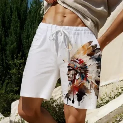 Clearance OUKU Men's 3D Print Indian Culture Swim Trunks Swim Shorts Board Shorts Mid Waist Fashion Streetwear Hawaiian Casual Daily Holiday Pocket Drawstring Elastic Waist Designer Clothing Apparel
