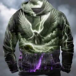 New OUKU Men's 3D Print Jesus Hoodie Sweatshirt Cool Party Long Sleeve Crew Neck Gift Streetwear Black Purple Drawstring Fall Winter Designer