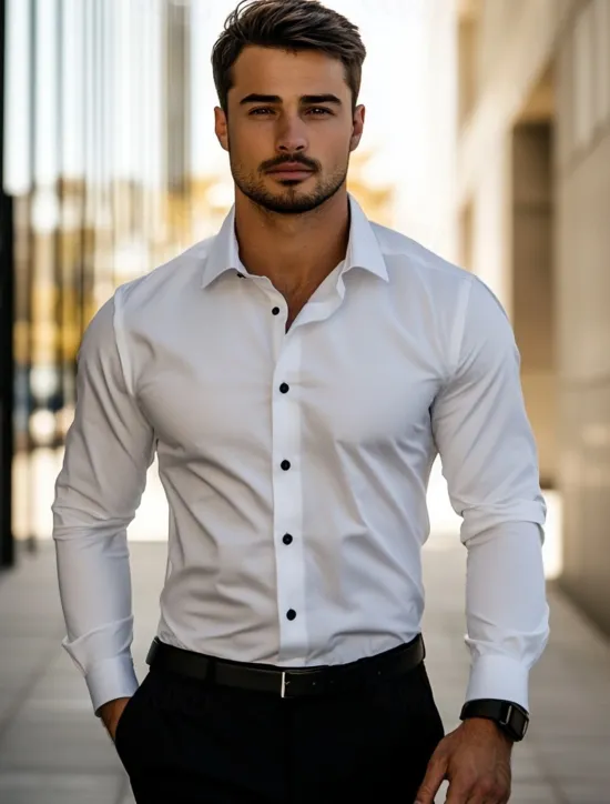 New OUKU Men's Daily Dress Casual Shirt Homecoming Standard Fit Long Sleeve Lapel Summer Solid Color Polyester Black White Grey 2025