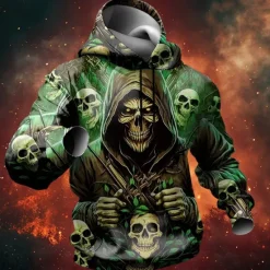 Online OUKU Men's Dark Hoodies Sweatshirt Fashion Cool Long Sleeve Crew Neck Party Holiday Streetwear Drawstring Fall Winter Designer Green