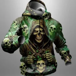 Online OUKU Men's Dark Hoodies Sweatshirt Fashion Cool Long Sleeve Crew Neck Party Holiday Streetwear Drawstring Fall Winter Designer Green