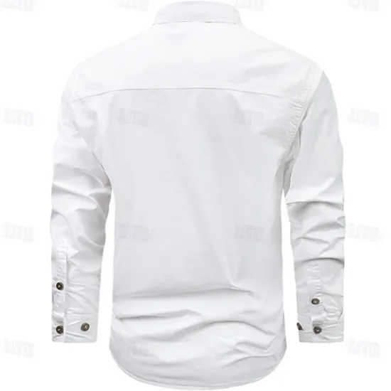 Best OUKU Men's Deer Work Shirt Western Shirt Cargo Shirt Long Sleeve Casual Sports & Outdoor Going out Winter Spring & Fall Turndown Print Black White Army Green Red Blue
