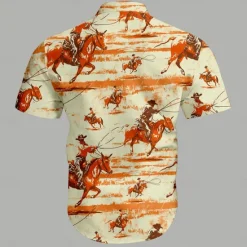 Best OUKU Men's Denim Shirt Western Shirt Cowboy Shirt Short Sleeve Western Style Tribal Summer Spring Shirt Collar Yellow
