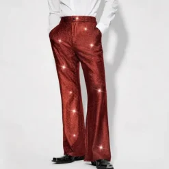 Best OUKU Men's Disco Pants Pocket Plain Comfort Breathable Vacation Daily Holiday Retro Vintage 1980s Silver Black
