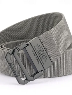 Clearance OUKU Men's Double-ring Buckle Belt Waist Belt Black Red Alloy Durable Adjustable Plain Outdoor Daily