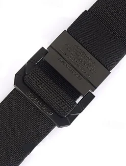Clearance OUKU Men's Double-ring Buckle Belt Waist Belt Black Red Alloy Durable Adjustable Plain Outdoor Daily