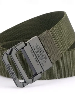Clearance OUKU Men's Double-ring Buckle Belt Waist Belt Black Red Alloy Durable Adjustable Plain Outdoor Daily