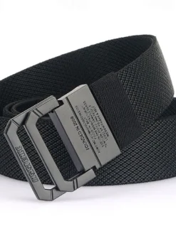 OUKU Men's Double-ring Buckle Belt Waist Belt Black Kakhi Alloy Durable Adjustable Plain Outdoor Daily