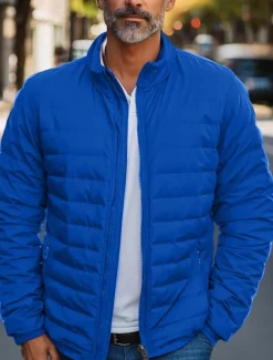 Online OUKU Men's Down Jacket Puffer Jacket Zipper Pocket Outdoor Christmas Gifts Home Regular Classic Thermal Warm Windproof Breathable Winter Autumn / Fall Solid Color Black Red Navy Blue Royal Blue Puffer