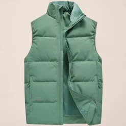 Sale OUKU Men's Down Vest Daily Casual Spring & Fall Pocket Polyester Comfortable Solid Color Zipper Stand Collar Black Pink Red Purple Vest