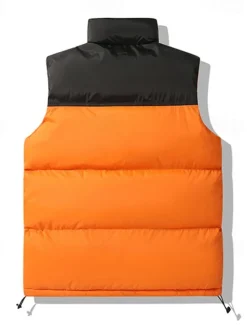 Hot OUKU Men's Down Vest Puffer Vest Vest Gilet Daily Date Vacation Fashion Casual Fall & Winter Patchwork Pocket Polyester Thermal Warm Comfortable Color Block Zipper Stand Collar Regular Fit Black Blue