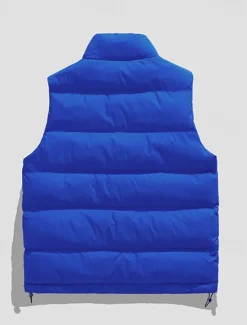 OUKU Men's Down Vest Puffer Vest Vest Gilet Daily Date Vacation Fashion Casual Fall & Winter Pocket Polyester Thermal Warm Comfortable Plain Zipper Stand Collar Regular Fit Black Blue Brown Green Vest