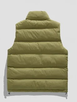 OUKU Men's Down Vest Puffer Vest Vest Gilet Daily Date Vacation Fashion Casual Fall & Winter Pocket Polyester Thermal Warm Comfortable Plain Zipper Stand Collar Regular Fit Black Blue Brown Green Vest