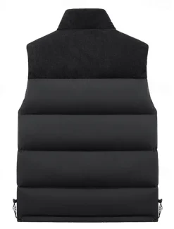 Outlet OUKU Men's Down Vest Puffer Vest Vest Gilet Daily Date Vacation Fashion Casual Fall & Winter Patchwork Pocket Polyester Warm Comfortable Plain Pocket Zipper Stand Collar Regular Fit Black Ivory Purple