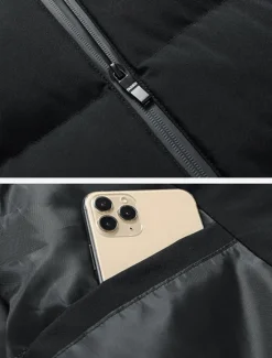 Discount OUKU Men's Down Vest Puffer Vest Vest Gilet Daily Date Vacation Fashion Casual Fall & Winter Pocket Polyester Warm Comfortable Plain Zipper Standing Collar Regular Fit Red Blue Vest Black