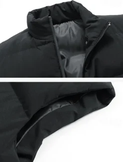 Discount OUKU Men's Down Vest Puffer Vest Vest Gilet Daily Date Vacation Fashion Casual Fall & Winter Pocket Polyester Warm Comfortable Plain Zipper Standing Collar Regular Fit Red Blue Vest Black