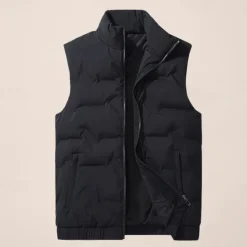 Best OUKU Men's Down Vest Quilted Vest Daily Casual Fall & Winter Zipper Pocket Polyester Comfortable Solid Color Zipper Stand Collar Black White Light Green Sky Blue Vest