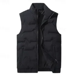 Best OUKU Men's Down Vest Quilted Vest Daily Casual Fall & Winter Zipper Pocket Polyester Comfortable Solid Color Zipper Stand Collar Black White Light Green Sky Blue Vest