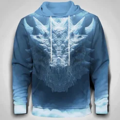 Hot OUKU Men's Dragon 3D Hoodies Sweatshirt Cool Party Long Sleeve Crew Neck Club Streetwear Black Blue Drawstring Graphic Fall Winter Designer