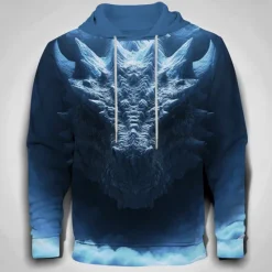 Hot OUKU Men's Dragon 3D Hoodies Sweatshirt Cool Party Long Sleeve Crew Neck Club Streetwear Black Blue Drawstring Graphic Fall Winter Designer