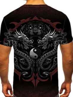 Outlet OUKU Men's Dragon Gossip T Shirt Short Sleeve T shirt 3D Print Crew Neck Shirt Sports Fashion Sportswear Outdoor Vacation Street Summer Spring Clothing Apparel S M L XL XXL XXXL 4XL Black