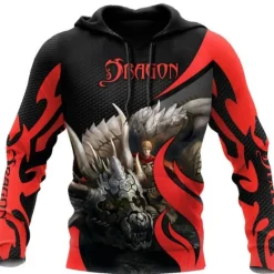 OUKU Men's Dragon Graphic Prints Hoodie Hoodies Sweatshirt Streetwear Designer Long Sleeve Hooded Daily Sports Yellow Red Print Spring & Fall Designer