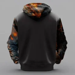 Online OUKU Men's Dragon Hoodies Fashion Cool Long Sleeve Hooded Vacation Going out Streetwear Drawstring Zipper Fall Winter Designer Black