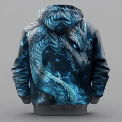 Online OUKU Men's Dragon Hoodies Sweatshirt Cool Party Long Sleeve Crew Neck Club Streetwear Drawstring Fall Winter Designer Black