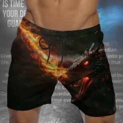 Sale OUKU Men's Dragon Swim Trunks Swim Shorts Board Shorts Mid Waist Vacation Hawaiian Holiday Vacation Holiday Beach Drawstring with Mesh lining Elastic Waist Designer Clothing Apparel