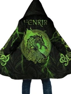 Sale OUKU Men's Dragon Totem Winter Coat Fleece Jacket Coat Thermal Warm Abstract Gothic Daily Wear Going out Pocket Print Fall & Winter Hooded Long Sleeve Yellow Blue Orange