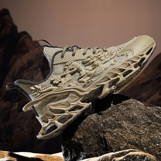 Outlet OUKU Men's Dragon-Themed Lightweight Athletic Sneakers – Unique Sculpted Sole Design, Breathable and Comfortable Running Shoes for Sports and Street Style