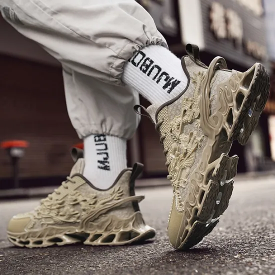 Outlet OUKU Men's Dragon-Themed Lightweight Athletic Sneakers – Unique Sculpted Sole Design, Breathable and Comfortable Running Shoes for Sports and Street Style