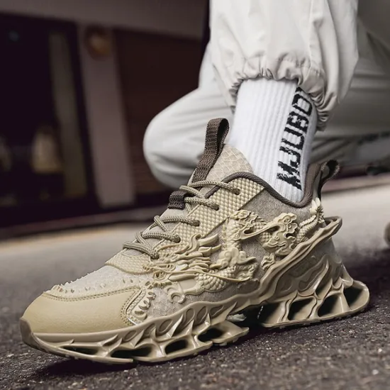 Outlet OUKU Men's Dragon-Themed Lightweight Athletic Sneakers – Unique Sculpted Sole Design, Breathable and Comfortable Running Shoes for Sports and Street Style