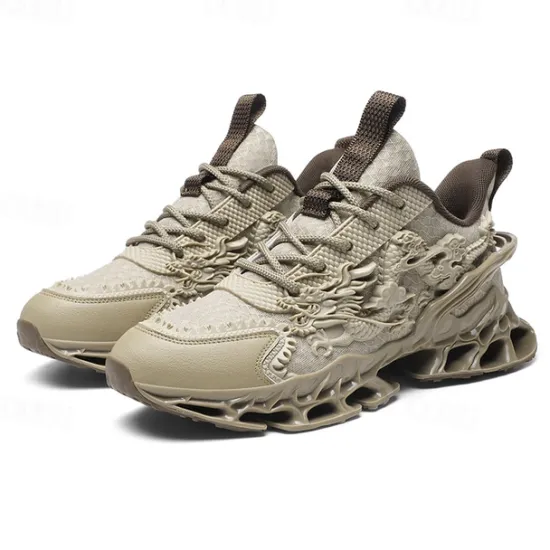 Outlet OUKU Men's Dragon-Themed Lightweight Athletic Sneakers – Unique Sculpted Sole Design, Breathable and Comfortable Running Shoes for Sports and Street Style