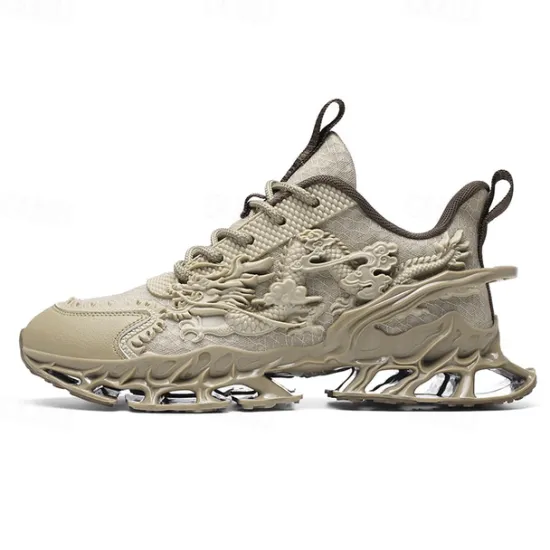 Outlet OUKU Men's Dragon-Themed Lightweight Athletic Sneakers – Unique Sculpted Sole Design, Breathable and Comfortable Running Shoes for Sports and Street Style