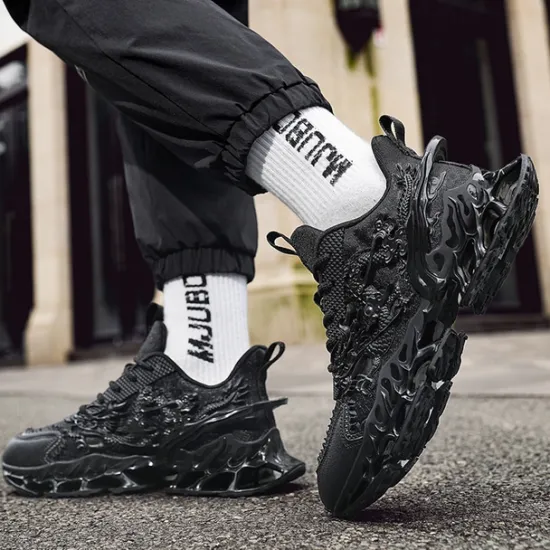 Outlet OUKU Men's Dragon-Themed Lightweight Athletic Sneakers – Unique Sculpted Sole Design, Breathable and Comfortable Running Shoes for Sports and Street Style