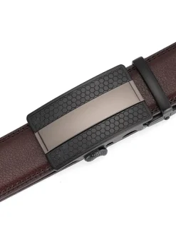 Sale OUKU Men's Dress Belt Leather Belt Ratchet Belt Black Brown Cowhide Alloy Fashion Plain Daily Wear Going out Weekend