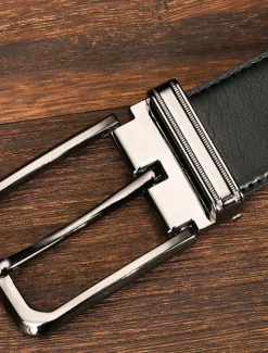 Online OUKU Men's Dress Belt Leather Belt Ratchet Belt Casual Belt Black 1# Black 2# Cowhide Stylish Casual Gentleman Plain Daily Wear Going out Weekend