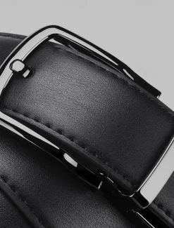 New OUKU Men's Dress Belt Retro Casual Leather Belt Double-Sided Ratchet Belt Cowhide Alloy Pin Buckle Belt Stylish Gentleman Black